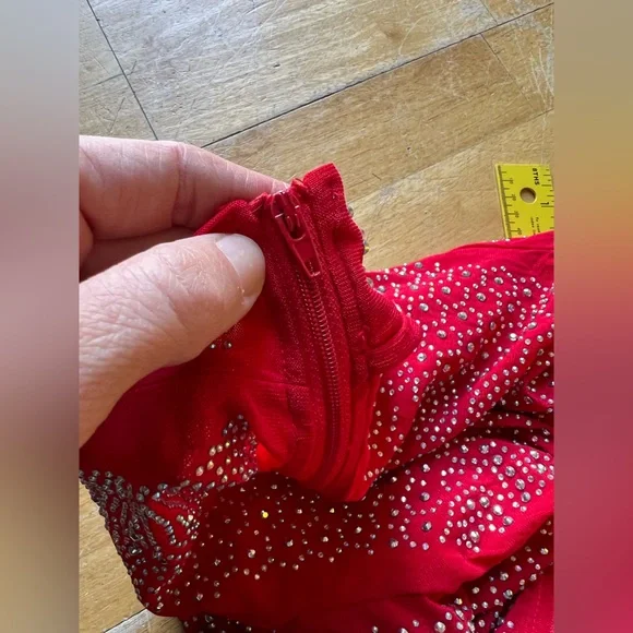 Red See-through Studded Bodysuit - Picture 8 of 16